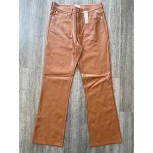 J.Crew Demi-Boot Faux Leather Pants Brown High Rise Womens 27 NWT